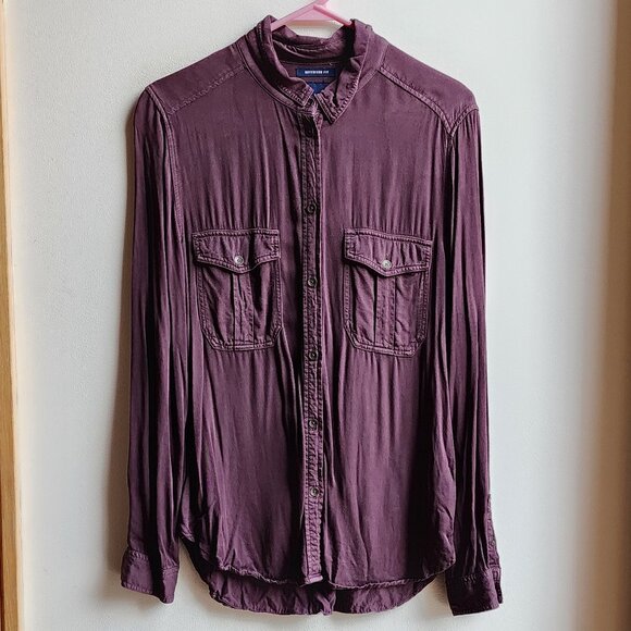 American Eagle Outfitters Purple "Boyfriend Fit" Button Down Shirt Size Medium - Picture 1 of 16